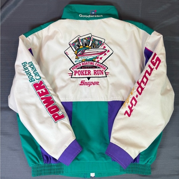 Vintage Snap-on Racing Jacket XL Goodwrench PokerRun Canada 90s Colorblock Choko - Picture 5 of 10